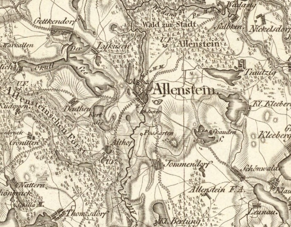 Stara mapa regionu Allenstein.