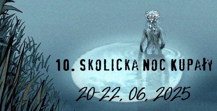 Kobieta w wodzie na tle księżyca.