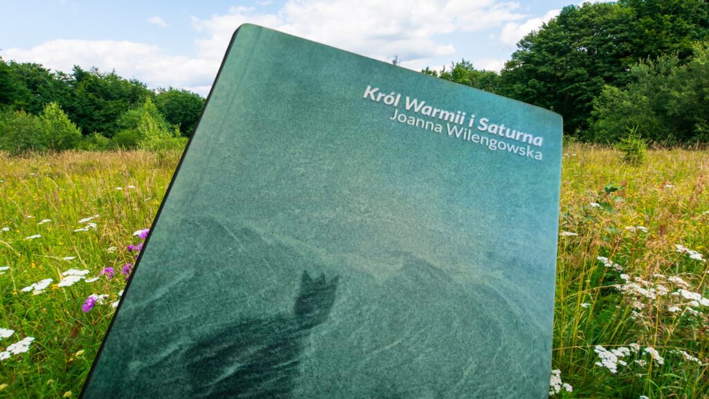 Książka 'Król Warmii i Saturna' na tle przyrody