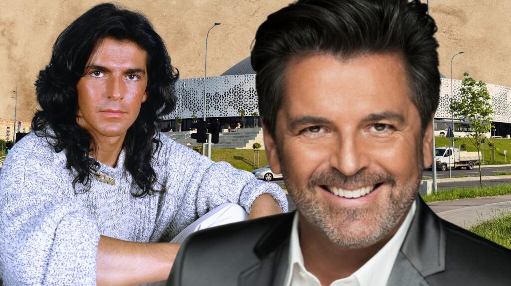 Dwie mężczyźni na tle nowoczesnego budynku.