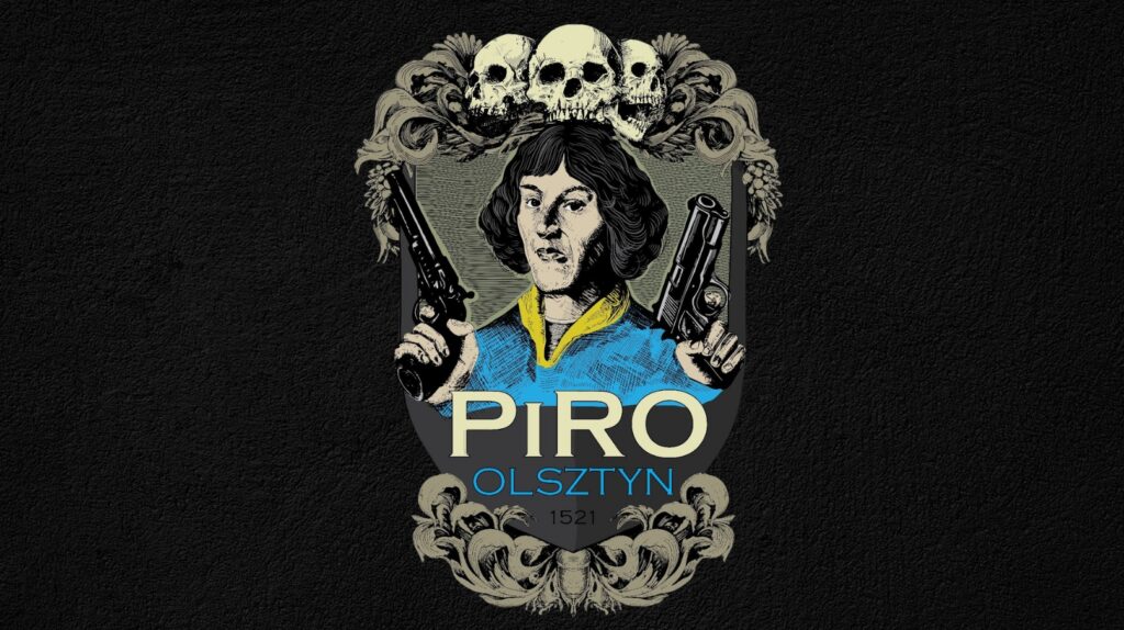 Herb z postacią trzymającą pistolety