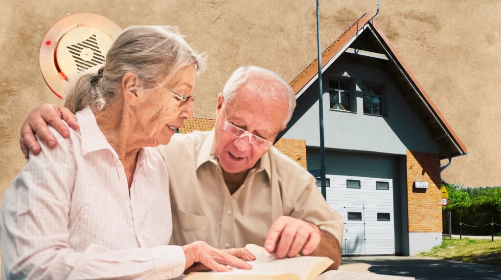 Dwoje starszych ludzi przeglądających książkę.