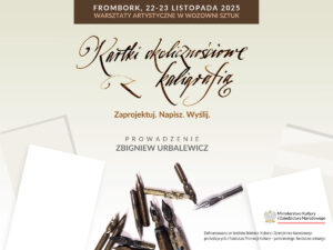 Plakat warsztatów kaligrafii z piórami.