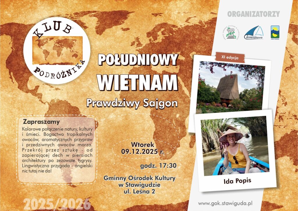 Plakat zapraszający na wydarzenie o Wietnamie.