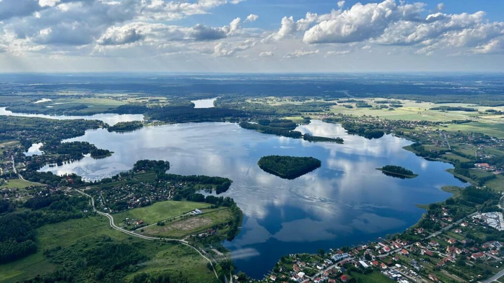 Panoramic view of lakes and countryside