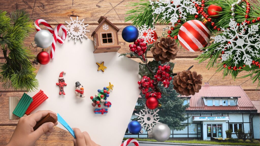 Ręczne robienie ozdób świątecznych z plasteliny.