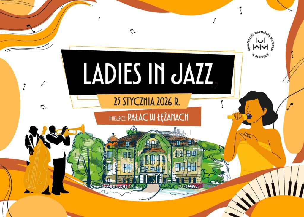 Plakat wydarzenia Ladies in Jazz w Pałacu w Łężanach.