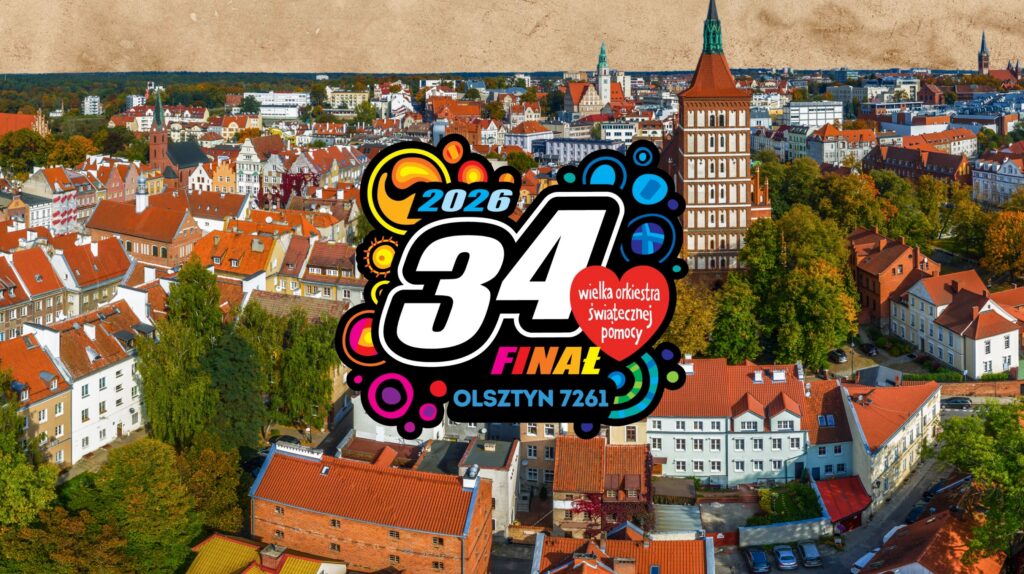 Widok na Olsztyn z kolorowymi dachami budynków.