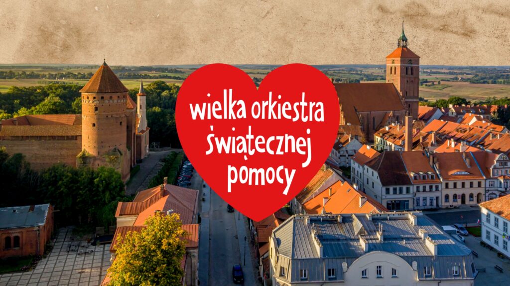 Widok na miasto z wieżami i dachami