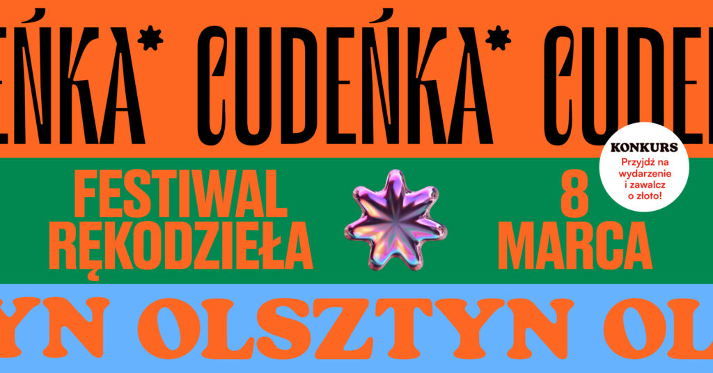 Plakat festiwalu rękodzieła z informacjami o wydarzeniu.