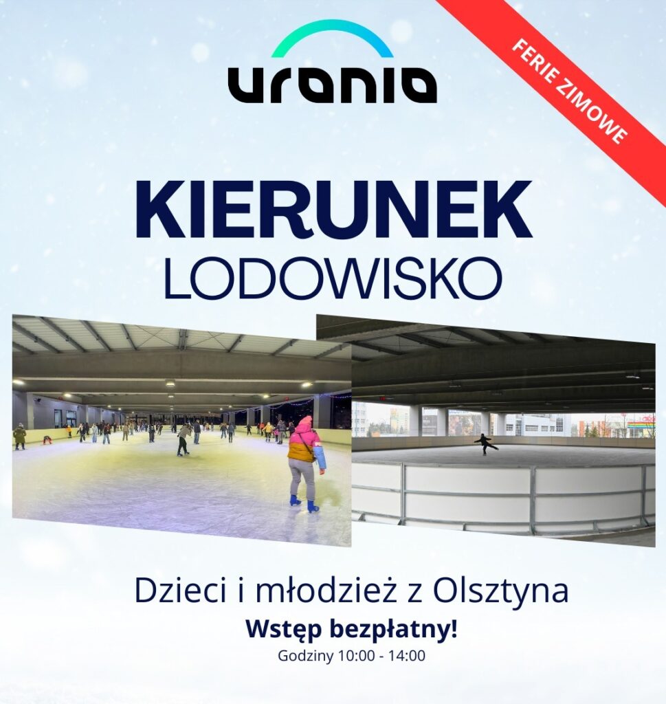 Lodowisko w Olsztynie z dziećmi na łyżwach