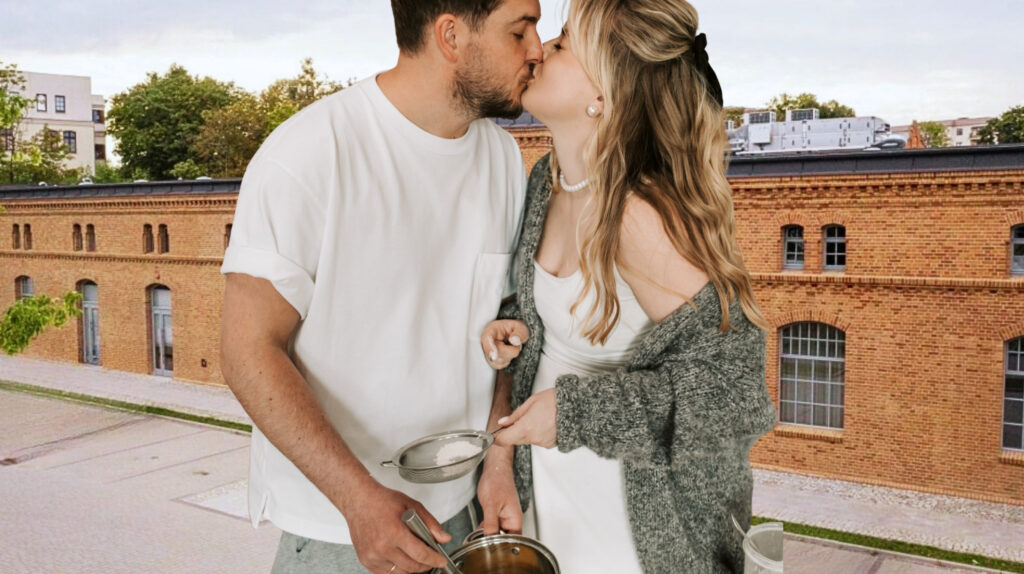 Para całująca się w kuchni