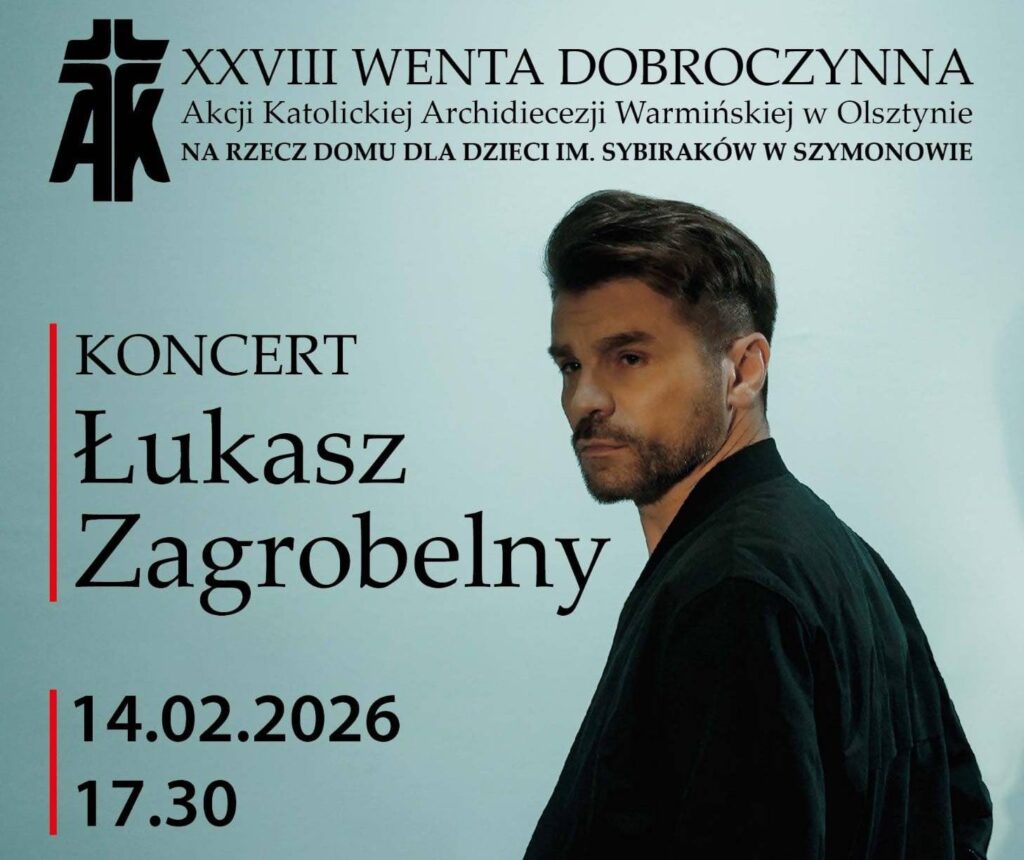 Plakat koncertu Łukasza Zagrobelnego.