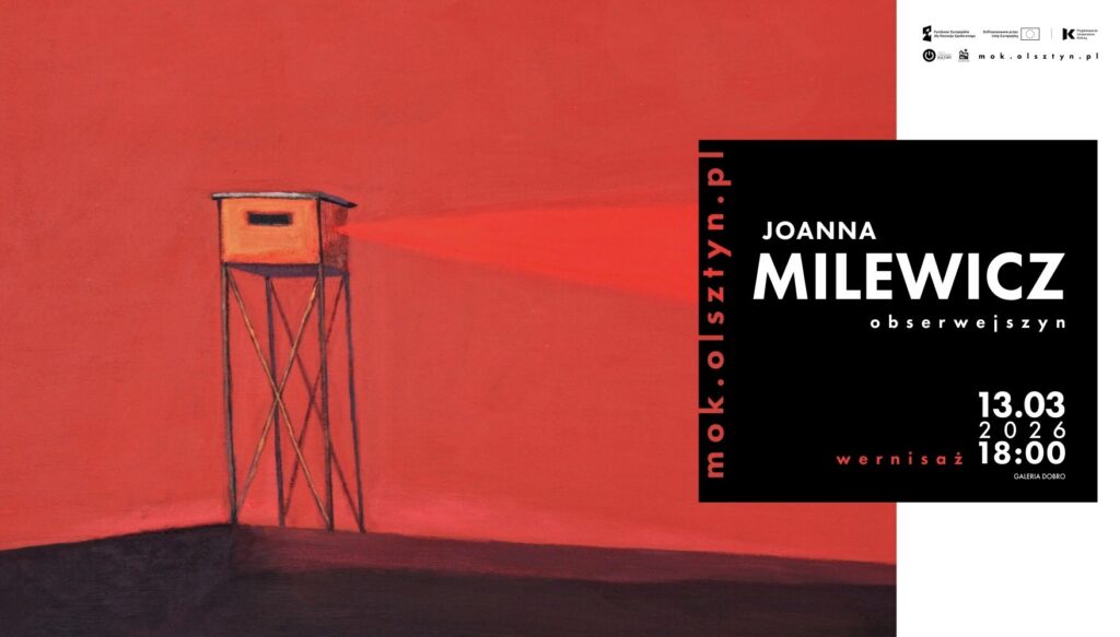 Plakat wystawy Joanny Milewicz pt. „obserwejszyn” w Galerii Dobro.