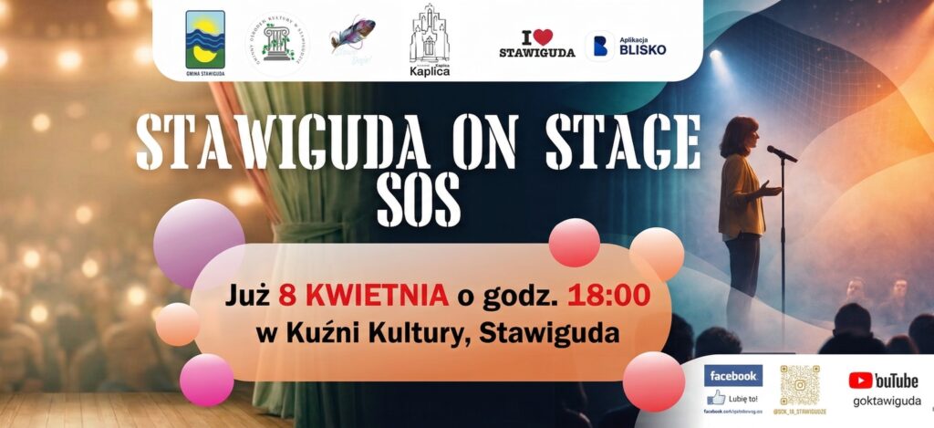 Plakat wydarzenia Stawiguda On Stage z datą i miejscem.