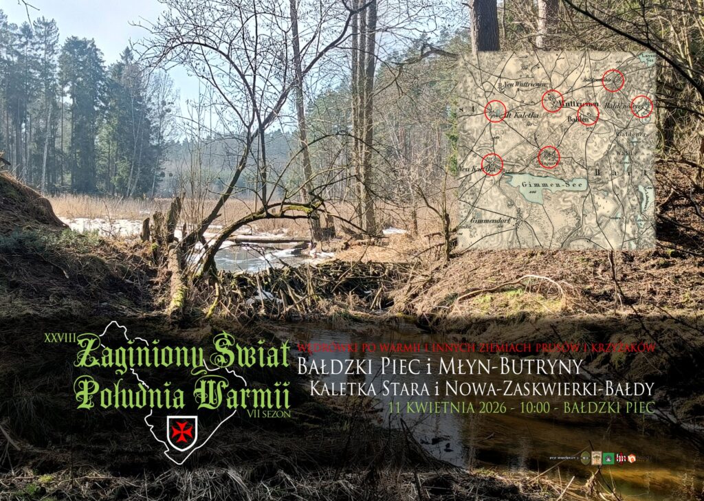 Widok leśnej doliny z rzeką i mapą