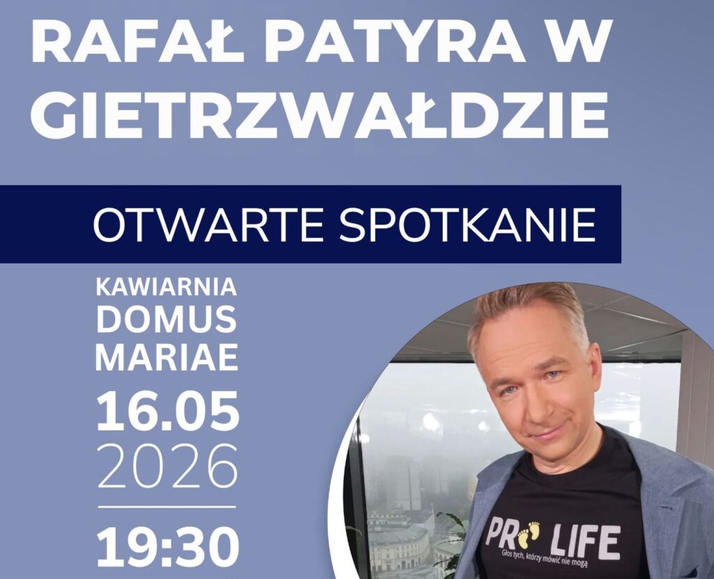 Rafał Patyra na otwartym spotkaniu w Gietrzwałdzie