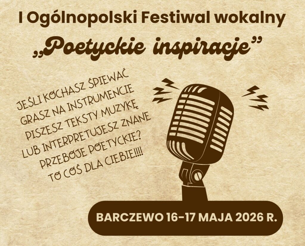 Plakat promujący festiwal wokalny 'Poetyckie inspiracje'