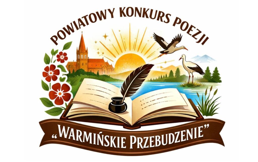 Logo konkursu poezji z motywem książki i pejzażu.
