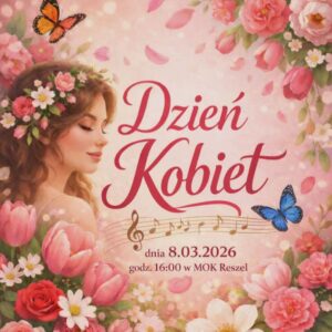 Kobieta z kwiatami na tle różowym, zaproszenie na Dzień Kobiet.