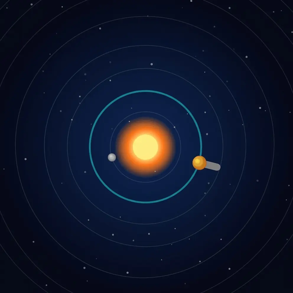 Ilustracja układu słonecznego z Słońcem i planetami.
