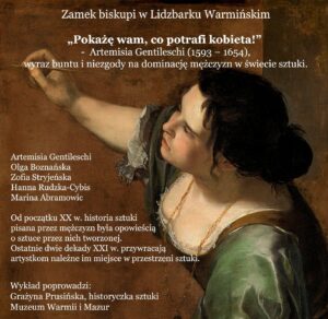 Portret kobiety malującej na płótnie.