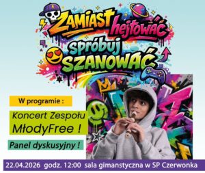 Plakat promujący wydarzenie z młodym muzykiem grającym na flecie.