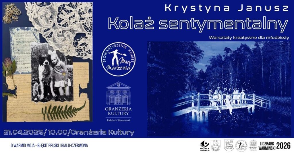 Kolaż z elementami kreatywnymi z warsztatów dla młodzieży.