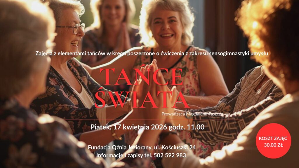 Grupa kobiet uczestniczy w zajęciach tanecznych.