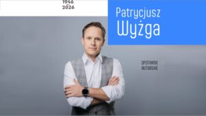 Plakat informujący o spotkaniu autorskim z Patrycjuszem Wyżgą.