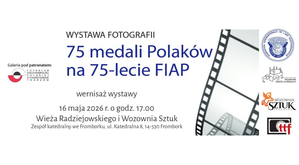 Plakat wystawy fotografii o medalach Polaków na 75-lecie FIAP.