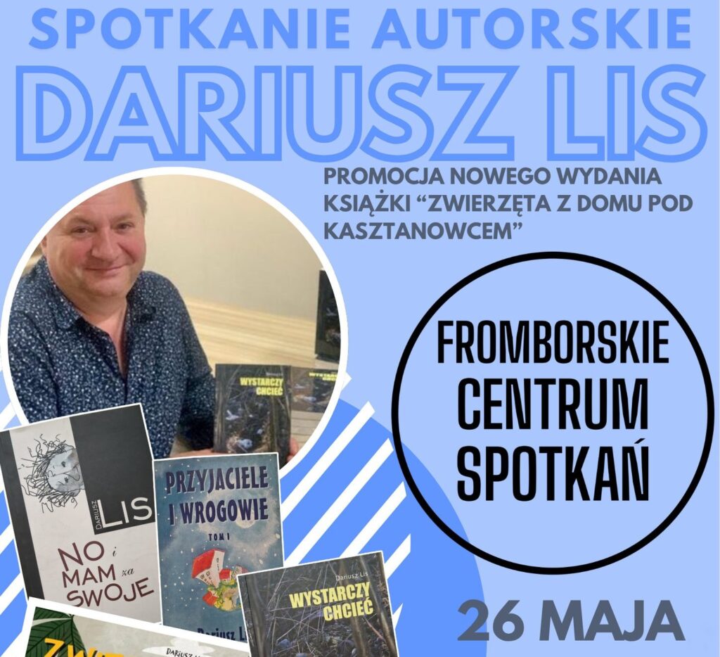 Autor Dariusz Lis podczas spotkania promującego książkę.