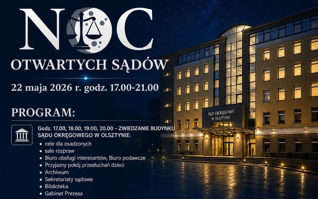 Plakat promujący Noc Otwartych Sądów