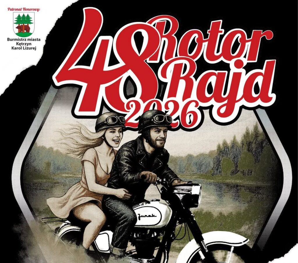 Motocyklista z pasażerką na motocyklu.