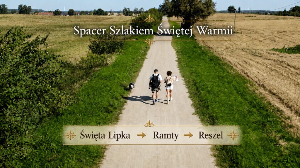 Para spacerująca po drodze wiejskiej z psem