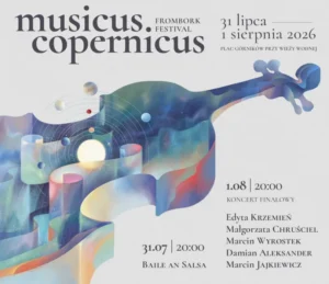 Plakat festiwalu muzycznego z motywem kosmicznym.