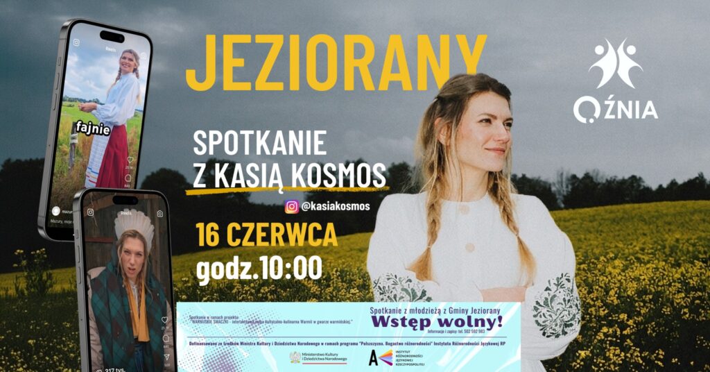 Plakat informujący o spotkaniu z Kasią Kosmos.