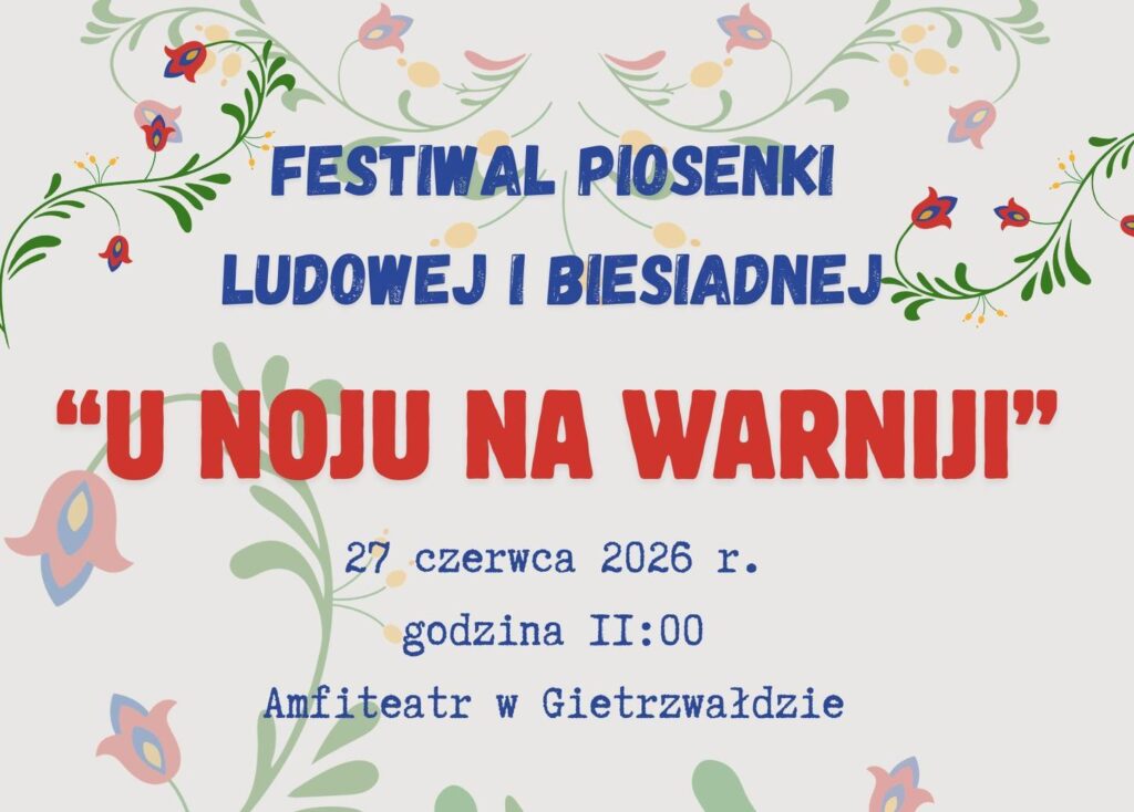 Plakat festiwalu piosenki ludowej i biesiadnej.