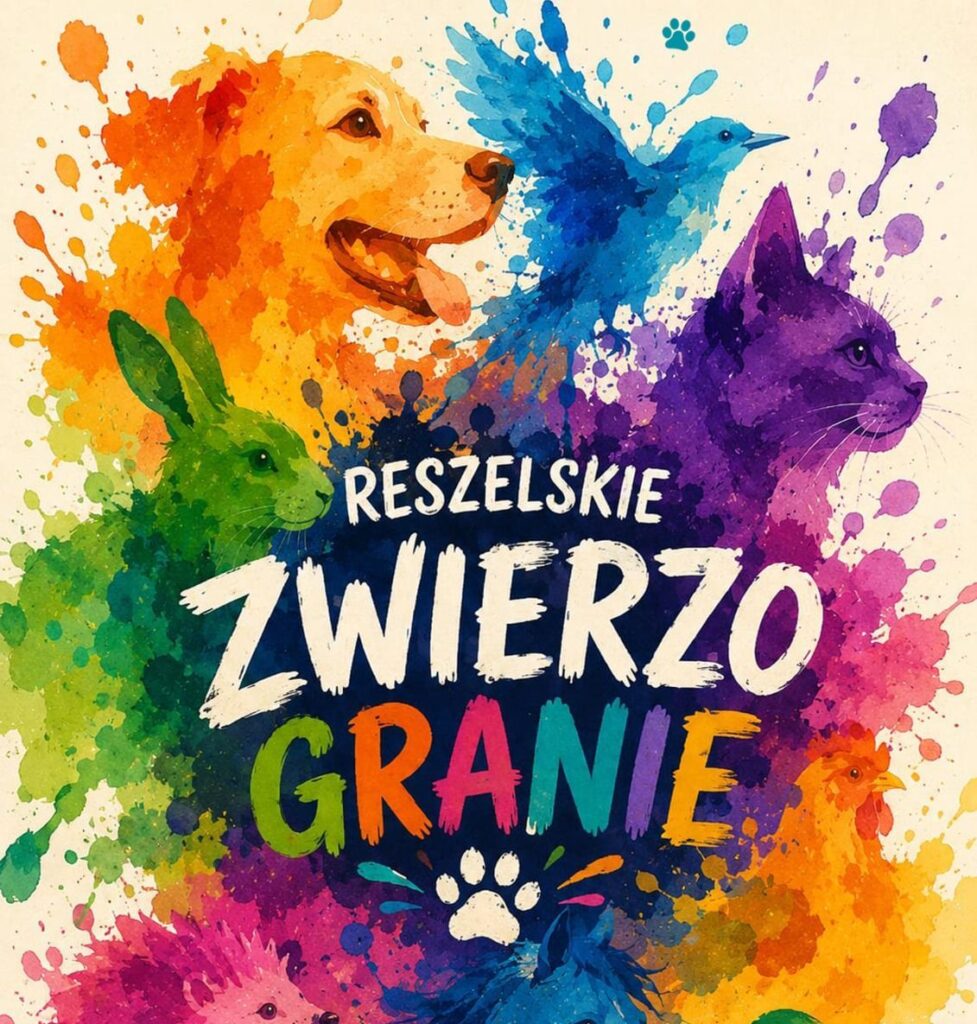 Kolorowa grafika przedstawiająca zwierzęta domowe.