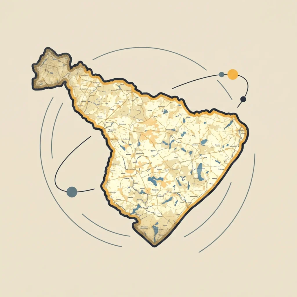 Mapa regionu w wyraźnym konturze.