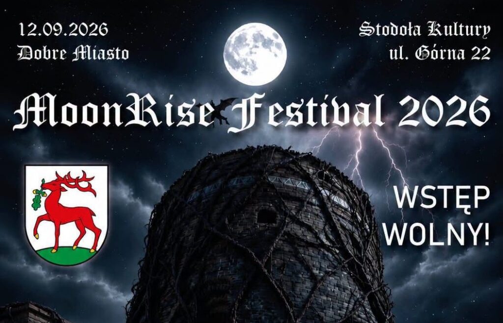 Plakat festiwalu MoonRise 2026 z widokiem na nocne niebo.