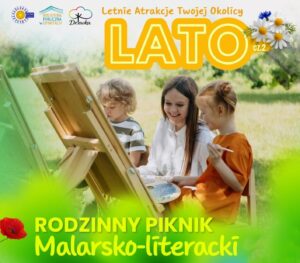 Rodzina malująca na pikniku letnim.