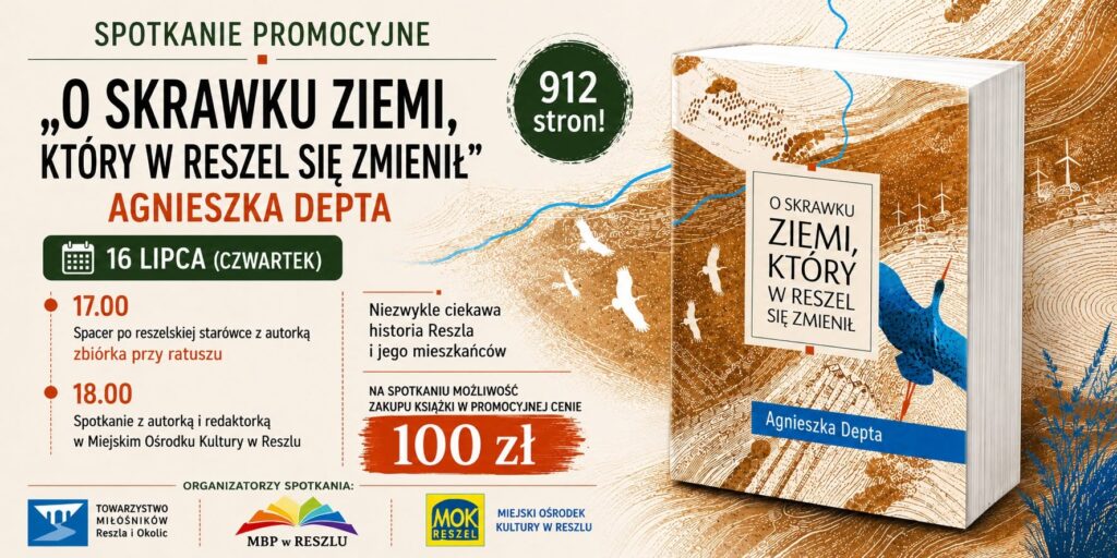 Plakat promocyjny spotkania z autorką książki Agnieszki Depty.