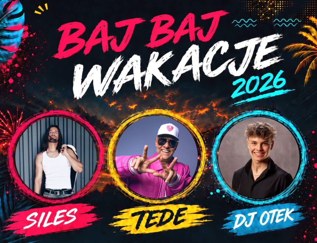 Plakat festiwalu z artystami Siles, Tede i DJ Otek.