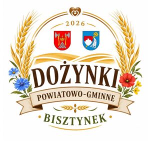 Logo dożynek powiatowo-gminnych z symbolami zboża i kwiatów