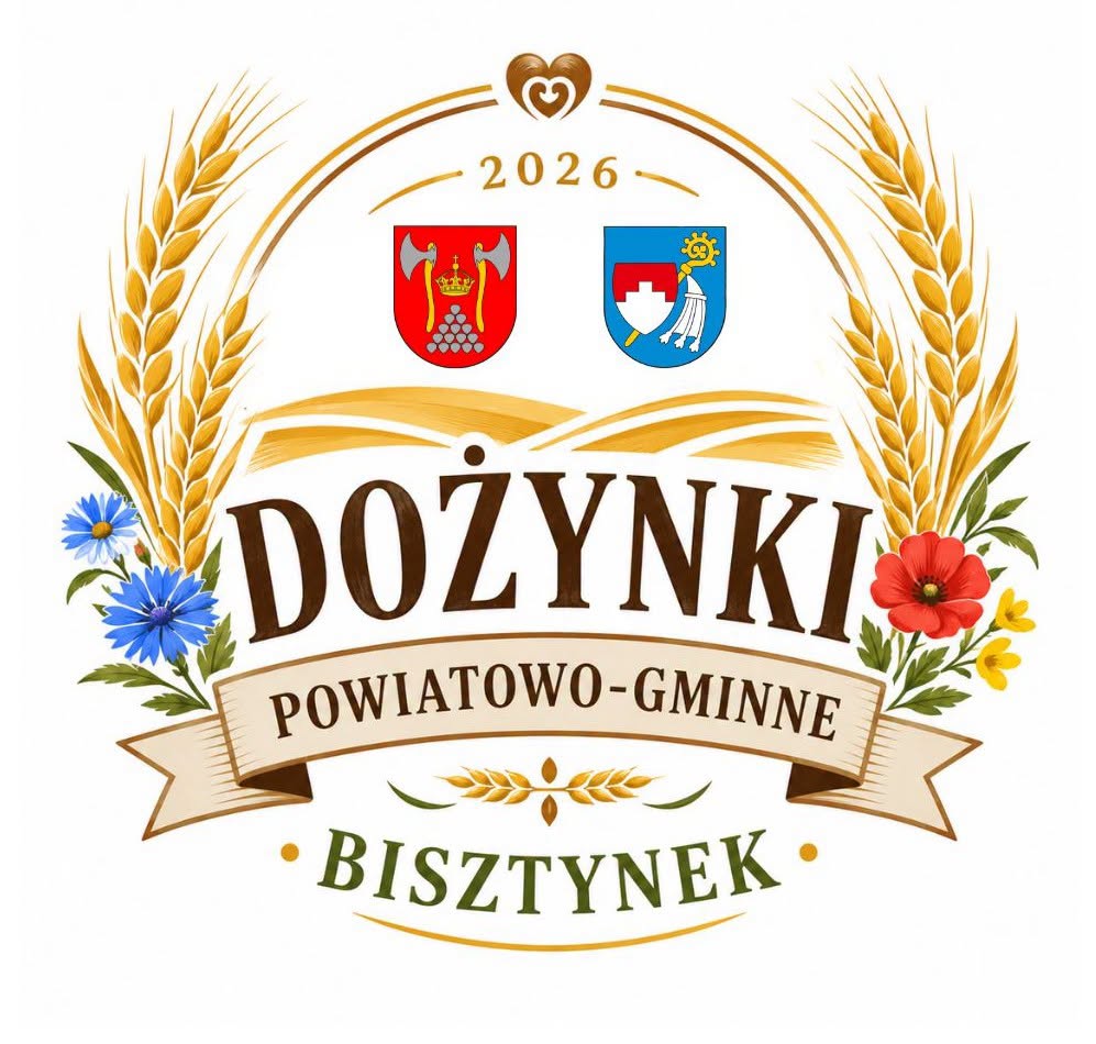 Logo dożynek powiatowo-gminnych z symbolami zboża i kwiatów