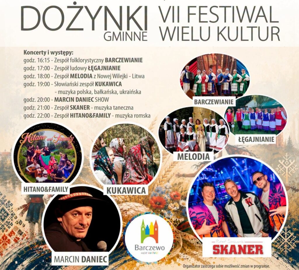 Plakat promujący Dożynki Gminne z programem festiwalu.