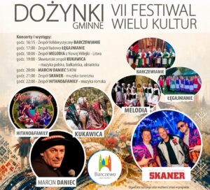Plakat promujący Dożynki Gminne z programem festiwalu.