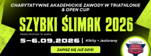 Plakat promujący wydarzenie triathlonowe Szybki Ślimak 2026.