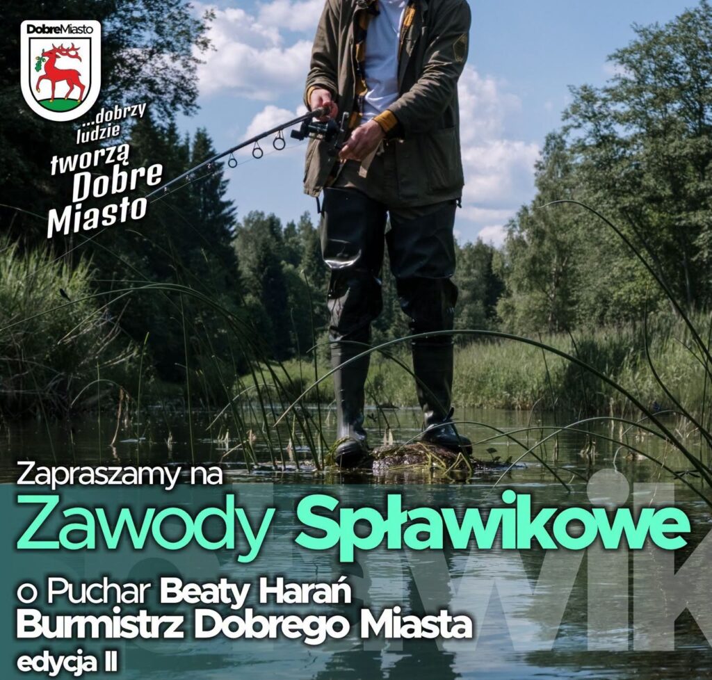 Mężczyzna w wadersach łowi ryby na rzece.